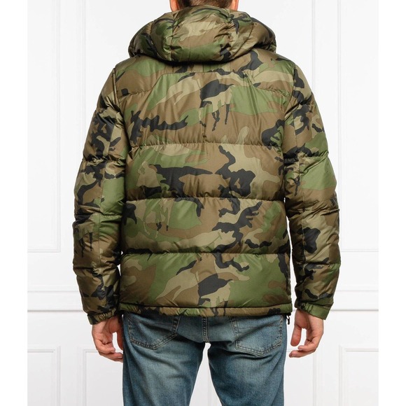Polo Ralph Lauren Big Pony Hooded Down Puffer Jacket Coat Camo Mens Sz L - Picture 2 of 10